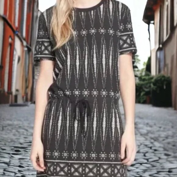 Tory Burch DRAWSTRING WAIST T-SHIRT DRESS - BOLOGAN KNIT DRESS A, Size: L - Picture 3 of 11